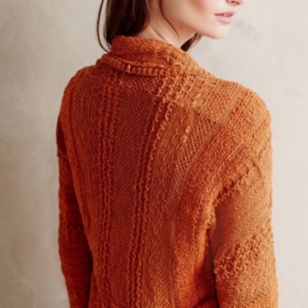 ANTHROPOLOGIE Crochet textured Split Back Cardigan sweater S Knitted & Knotted - Picture 3 of 13